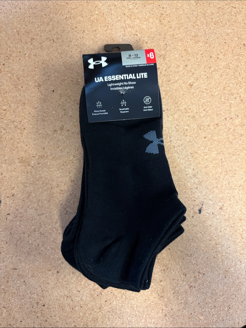 6 Pair Under Armour Men's LG Essential Lightweight No Show Socks Sz 8-12 BLK